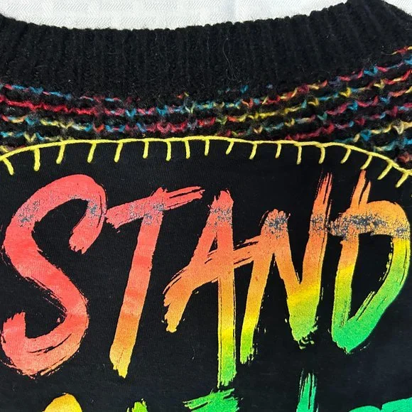 Upcycled Pride Knit Cropped Sweater with Hand stitching M (no tag) - Picture 5 of 5